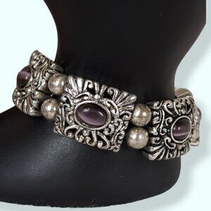 (2/$20) V. Purple Glass Metal Stretch Bracelet